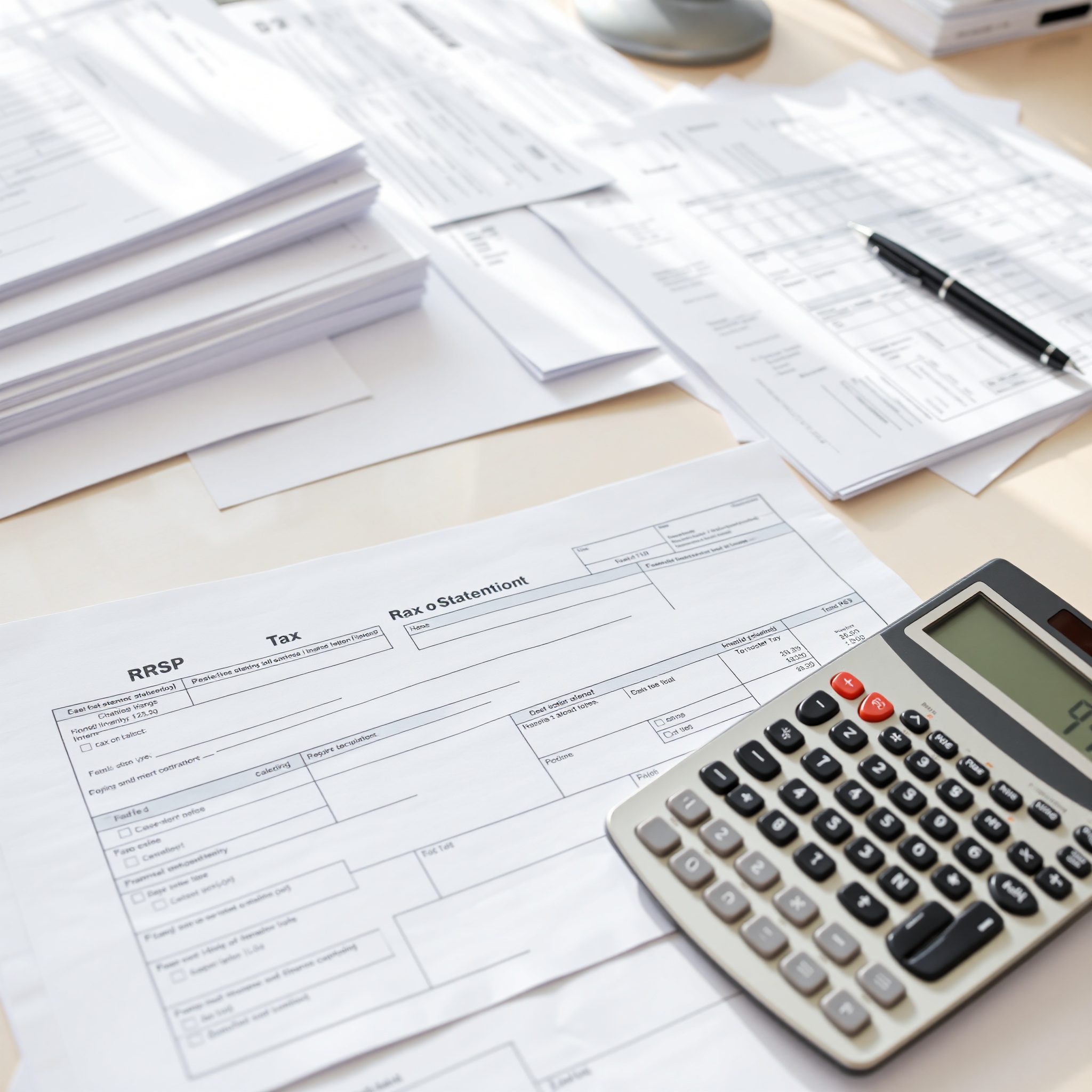 RRSP tax optimization documents showing retirement planning and tax benefits